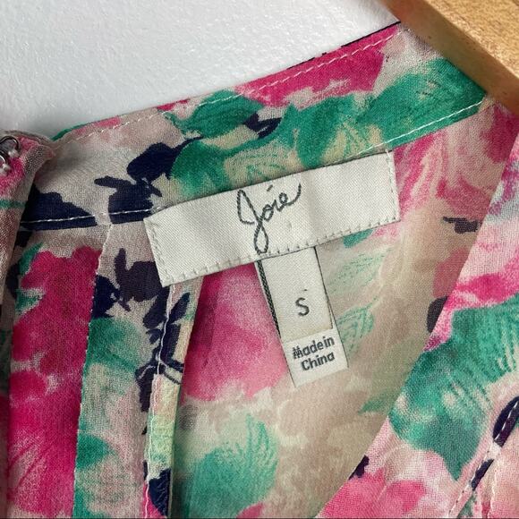 Joie | Silk Romper Floral Shorts Small Pink Cream Green - Picture 9 of 12